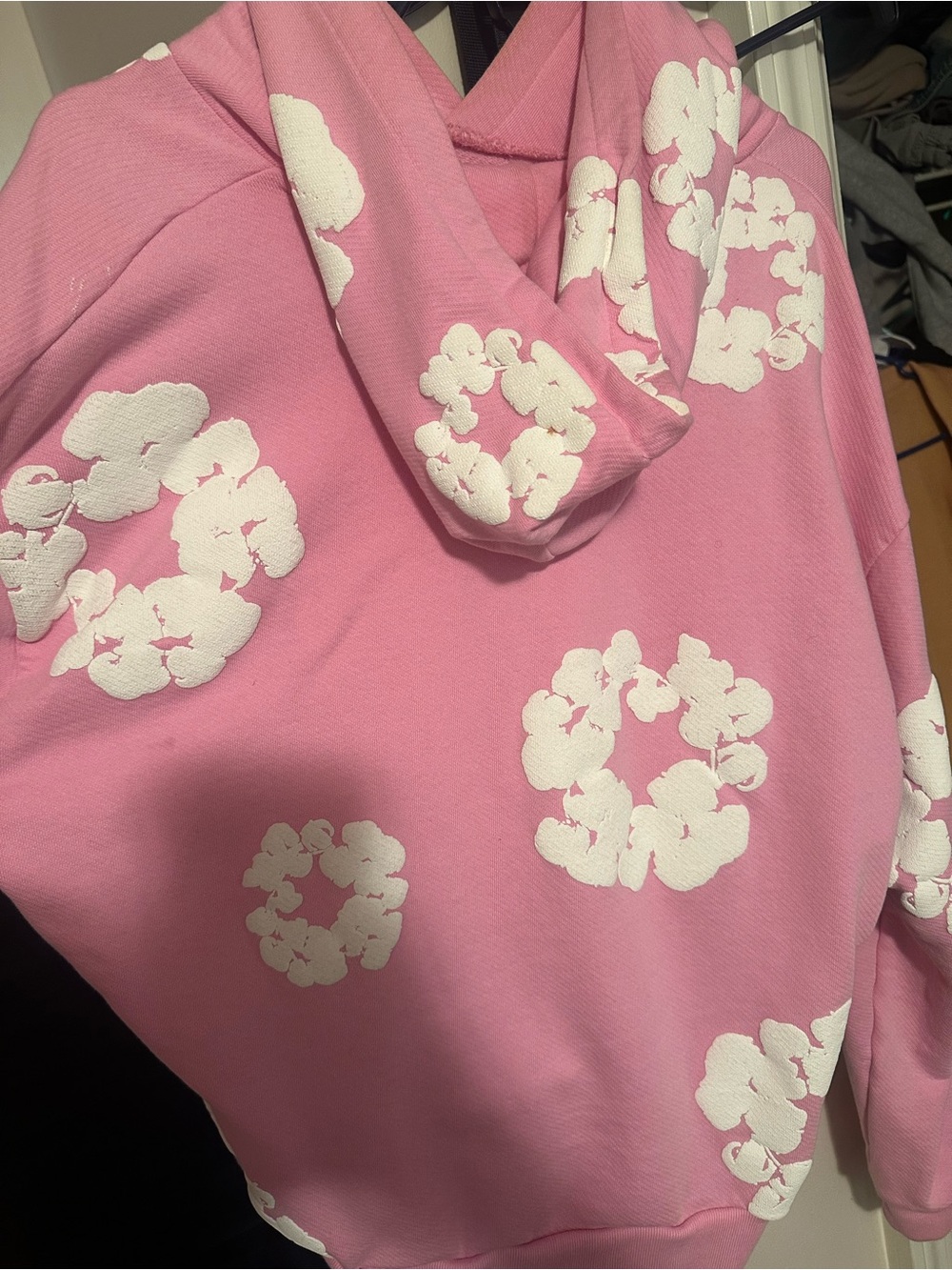 Men's Pink Floral-Print Hoodie Sweatshirt